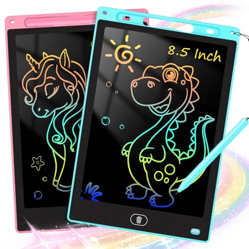 Image of KTEBO 2 Pack 8.5 Inch LCD Writing Tablet for Kids, Electronic Drawing Pad and Doodle Board for Ages 3-8, Travel Toys & Birthday Gift for Boys and Girls, Stocking Stuffers Drawing Board (Pink & Blue)