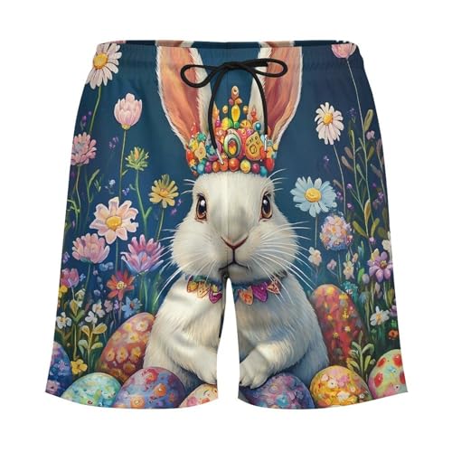 Easter Bunny Egg Mens Swim Trunks with Quick-Drying Lining Beach Shorts for Outdoor Sports3