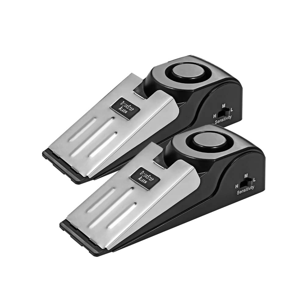 ThreeHDoor Stopper Alarm 2 Pack 120dB Loud Portable Wedge Entrance Alert Safety Tools for Home Security House Apartment Hotel Travel