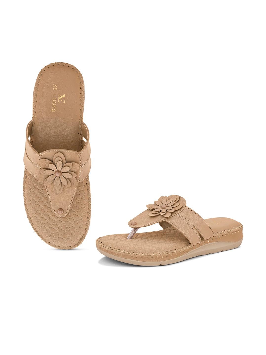 xe looks Orthopedic Flat Sandals for Women – Soft, Comfortable Doctor Slippers with Flower Embellishment and Arch Support for Girls & Women-picture-29