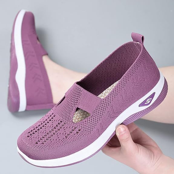 Orthowalkway Womens Shoes, Orthopedic Slip-On Lightweight Flat Soft Shoes, Comfortable Breathable Shoes2