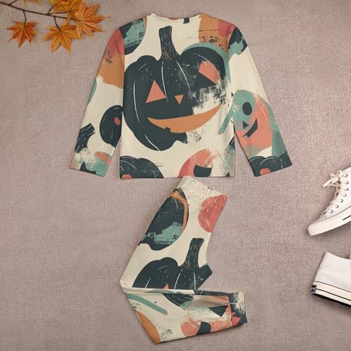 Halloween Cute PumpkinsBoys Casual Comfort Pajamas, Long Sleeve Pajama Set110CM4