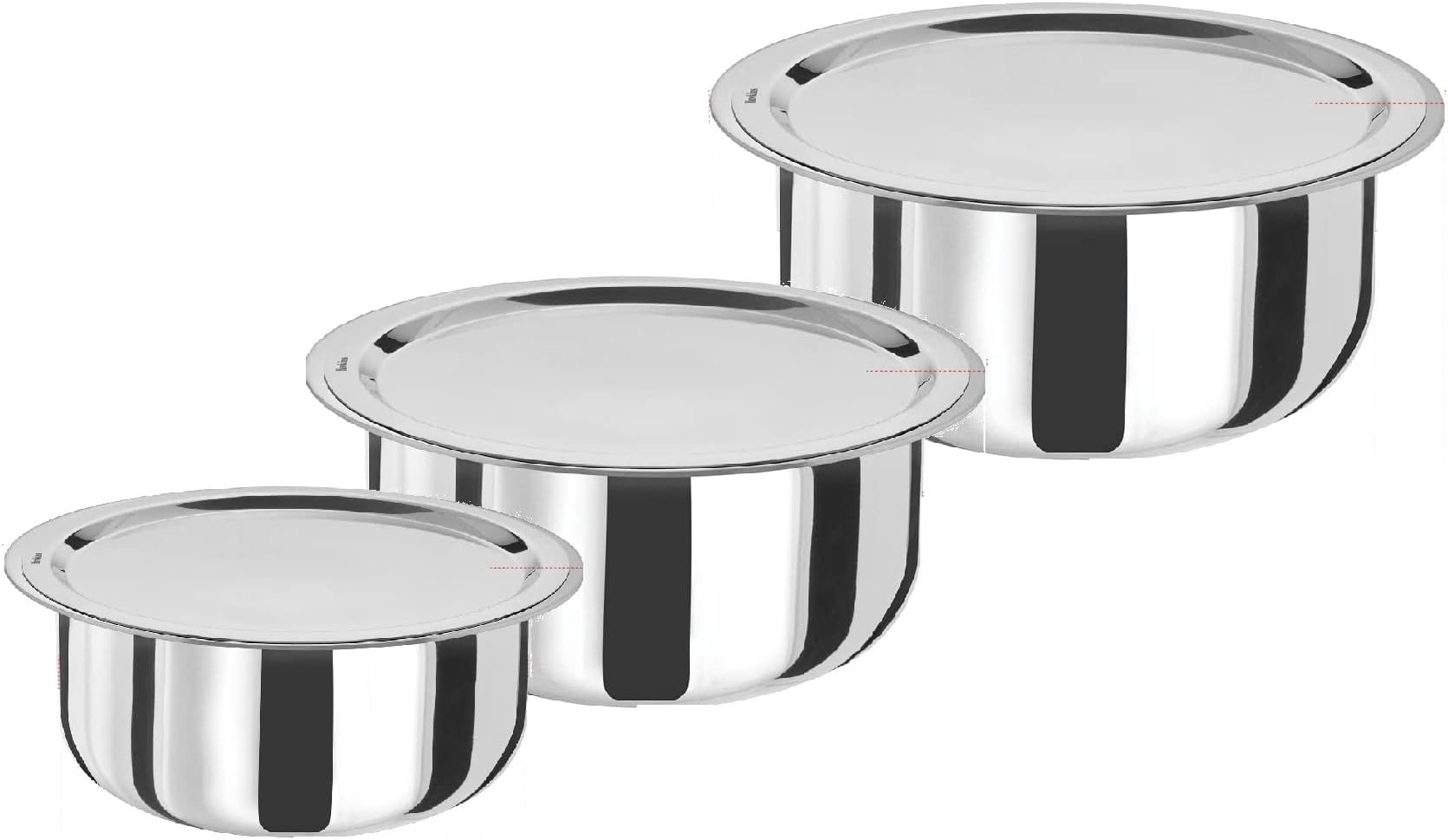 Hawkins Triply Stainless Steel 3 pc Tope Set with Capacity of 3 litres, 4 litres & 5 litres with Stainless Steel Lids (Gas Stove and Induction Friendly - Oven Safe) 5 Years Guarantee