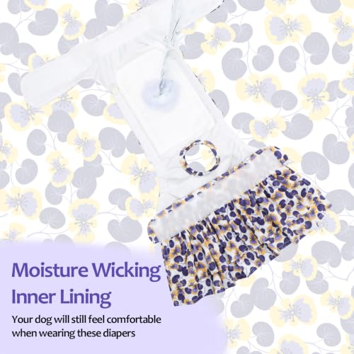 Image of CuteBone Female Dog Diapers with Skirts 3 Pack Reusable Puppy Dresses Pants for Heat Cycle Period QBD35XL