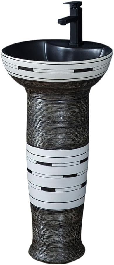 Pedestal Sinks Modern Creative Basin Integrated Floor-Standing Wash Simple Sink Balcony Bathroom (A)