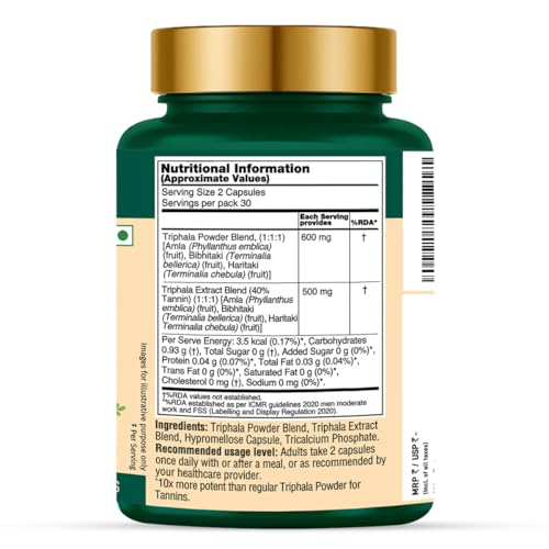 Image of VAHDAM Triphala Capsules 1100mg | Natural Supplement with Amla, Haritaki & Bibhitaki | Supports Gut Health, Digestion & Colon Cleanse | 60 Veg Caps