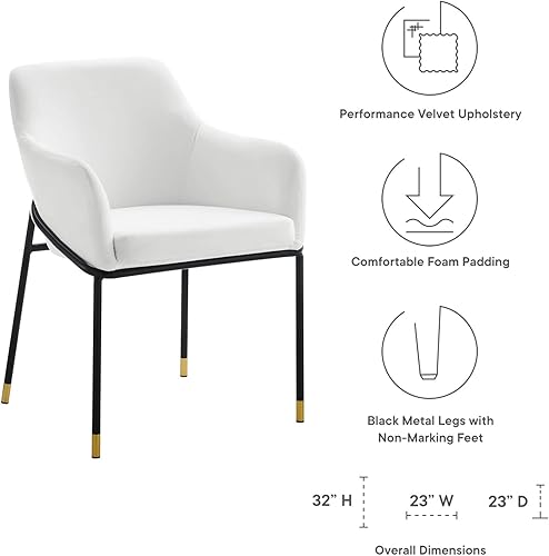 Miniatura 6 de Modway EEI-4671-BLK-WHI Jovi Performance - Sillón de comedor de terciopelo, color blanco y negro