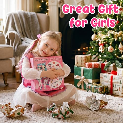 Hair Salon Toys for Girls, 36PCS Kids Pretend Play Makeup Sets, Dress Up Beauty Hair Stylist Toy Kit with Barber Apron, Hair Dryer, Curling Iron, Mirror, Scissors and Styling Accessories - Image 7