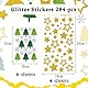 280+ Weihnachtssticker, Glitzer Weihnachtsaufkleber, Tannenbaum Sterne Schneeflocken Sticker, Selbstklebend Weihnachtsdeko für Karten, Geschenke, Adventskalender, Weihnachten Basteln （10 Bogen）