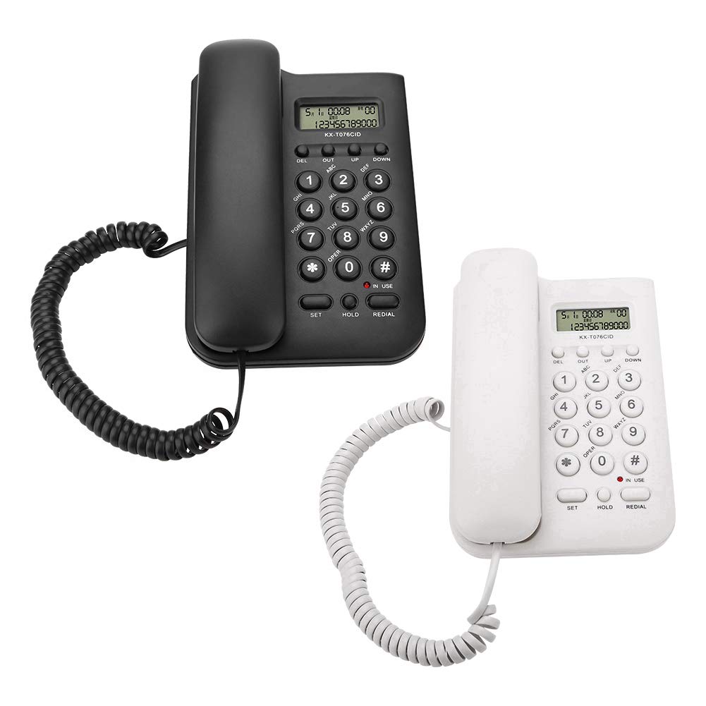 Schnurgebundenes Telefon, Desktop Telefon Festnetztelefon mit Elastischem Kabel Wandtelefon Kabelgebunden Telefon mit Schnur undAnrufe Display, für Zuhause Büro Hotel(Schwarz)