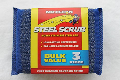 Señor Limpio Tuff mate acero Scrub, acero inoxidable, mixto, 12cm x 9cm x 1.5cm