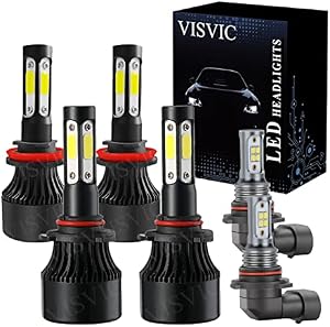 VISVIC Fit For Ford EXPEDITION (2015-2019) LED Headlight Bulbs Combo, 9005/HB3 High Beam + H11 Low Beam + 9145 Fog Light LED Headlights Conversion Kits, Super Bright 6500K Cool White, Pack of 6