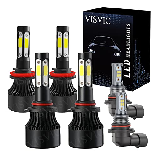 VISVIC Fit For Ford EXPEDITION (2015-2019) LED Headlight Bulbs Combo, 9005/HB3 High Beam + H11 Low Beam + 9145 Fog Light LED Headlights Conversion Kits, Super Bright 6500K Cool White, Pack of 6