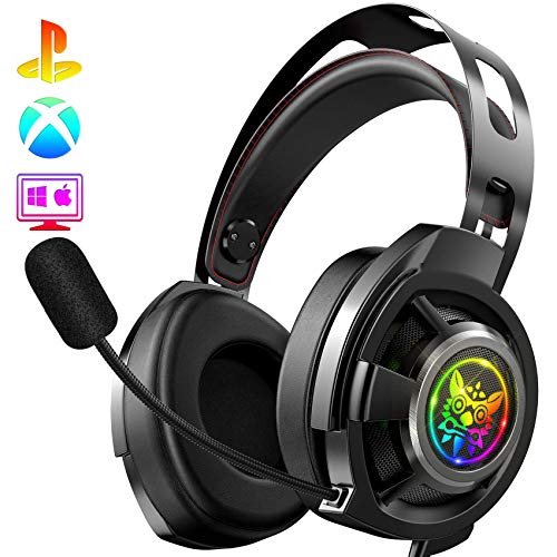 ONIKUMA Gaming Headset-M190 pro- PS4 Headset Xbox one Headset Gaming Headphone with Surround Sound, LED Light & Noise Canceling Microphone for PS4,PC,Mac,Xbox One(Adapter Not Included)