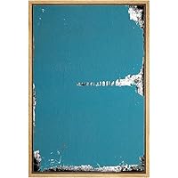 SIGNWIN Framed Canvas Print Wall Art White Streak on Teal Background Abstract Texture Illustrations Impressionism Contemporary for Living Room, Bedroom, Office - 16