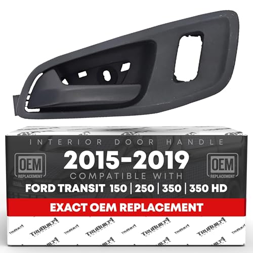Image of T1A Interior Front Driver Door Handle Replacement - Compatible with 2015-2023 Ford Transit - Textured Black, Plastic - OEM BK2Z-6122601-AA