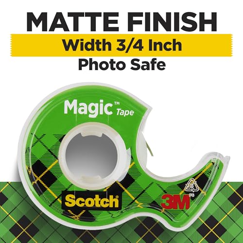 Image of Bundle of Scotch Heavy Duty Shipping Packing Tape, Clear, 1.88 in. x 27.7 yd., 1 Tape Roll with Dispenser + Scotch Magic Tape, 3 Dispensered Rolls, Invisible, Clear Tape, 3 /4 x 300 Inches
