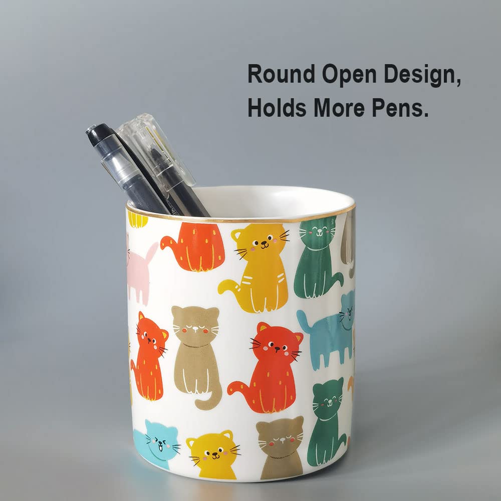 HOHODIY Bonito Soporte Para Lápices Y Bolígrafos Japoneses Con Diseño De Gato De La Suerte Para Escritorio, Organizador Redondo De Escritorio Para Escritorio, Multiusos, Para Suministros De Oficina En
