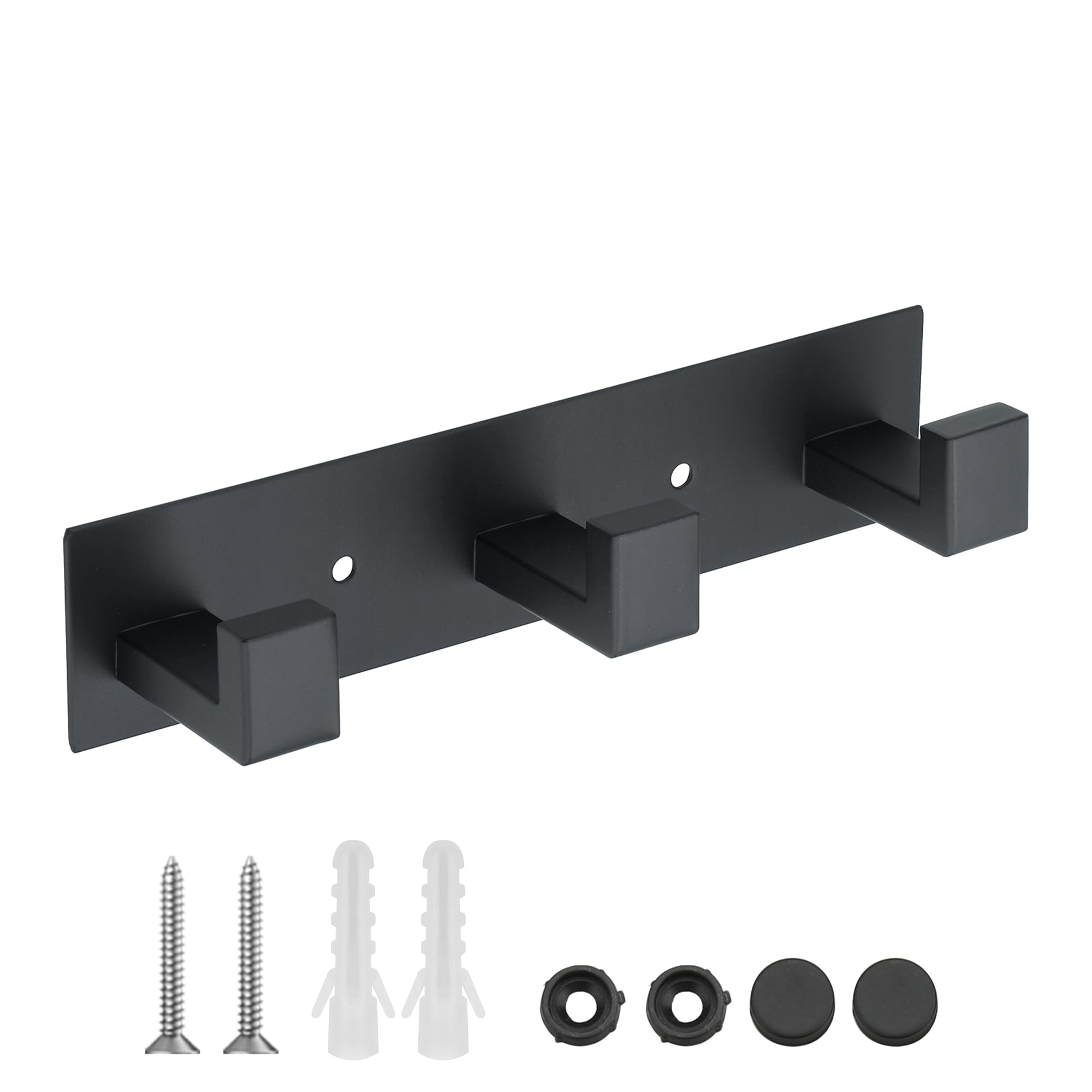 Mooche Heavy Duty Hook Black Coat Hooks, Self Adhesive Clothes Rack 3 Hook