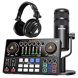 MAONO Podcast Equipment Bundle: Audio Interface, XLR Dynamic Mic and Headphones with Dual XLR Input, Quick to Mute, Noise Reduction, 8 Customize soundpads for Podcast Recording, Streaming, YouTube