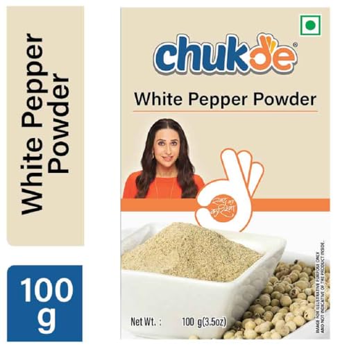Image of Chukde - Safed Mirch Powder - White Pepper Powder - Aromatic Spice for Cooking - Authentic To Enhance Flavor of Dishes - Perfect for Soups, Sauces, and Seasoning - 100 Gm (Pack of 3)