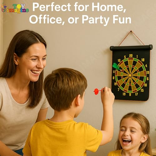 Image of Toy Imagine 14 Inch Magnetic Dart Board Game - Double Sided Dartboard with Safe Magnetic Darts, Indoor Outdoor Family & Office Game for Boys & Girls, Fun Party Play, Diwali Gift