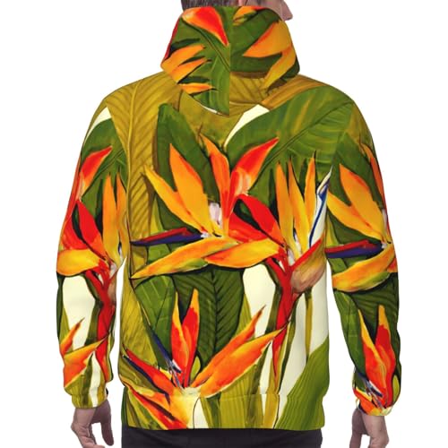 Sweat à capuche homme pull manches longues imprimé oiseau de paradis