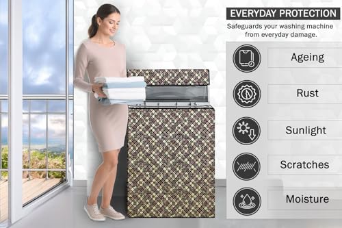 Image of Stylista Top Load Fully Automatic Washing Machine Cover Compatible for IFB 8 kg, 8.5 kg, 9 kg & 9.5 kg, Luxury Pattern Yellow
