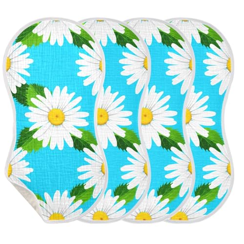 2 Pack White Flowers Muslin Burp Cloths Cotton Absorbent Baby Burping Rags for Boys Girls Soft Newborn Burp Bibs, 22 x 11 Inch3