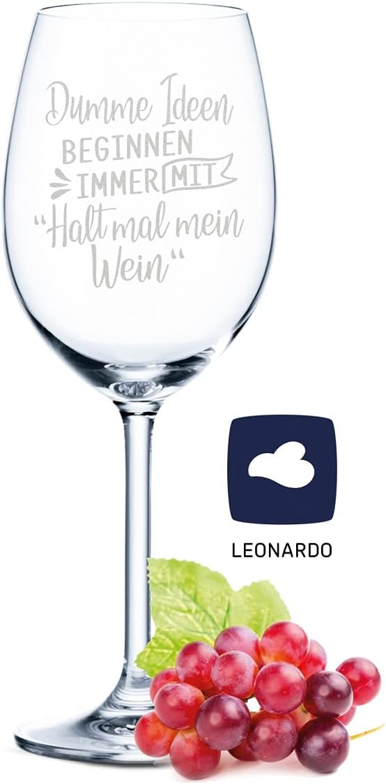 Leonardo Verre à Vin Avec Gravure - Dumme Ideen Beginn Immer Mit Halt