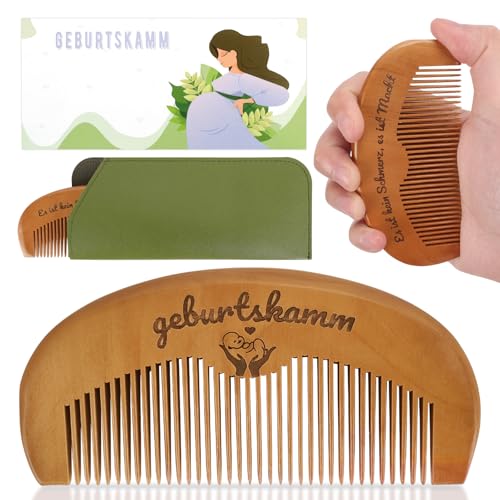 Kaempe Geburtskamm Wehenkamm Holzkamm Schwangerschaft Geschenk Für Mutter Kamm Holz Birth Comb für Angstlinderung Natürliche Schmerzlinderung Stresslinderung