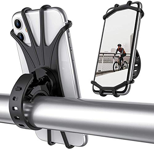 Image of HUMBLE Bike Phone Holder, 360 Rotation Silicone Bicycle Phone Holder /Mount, Universal Motorcycle Handlebar Mount Compatible with 4.0 & 6.7 inches Screen Size of Smartphones (Black)
