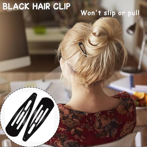 50PCS Black Metal Snap Hair Clips for Women – 2 Inch (5cm) Water Drop Barrettes, Non-Slip Strong Hold Hair Clips with Portable Storage Box for Everyday Styling image 5