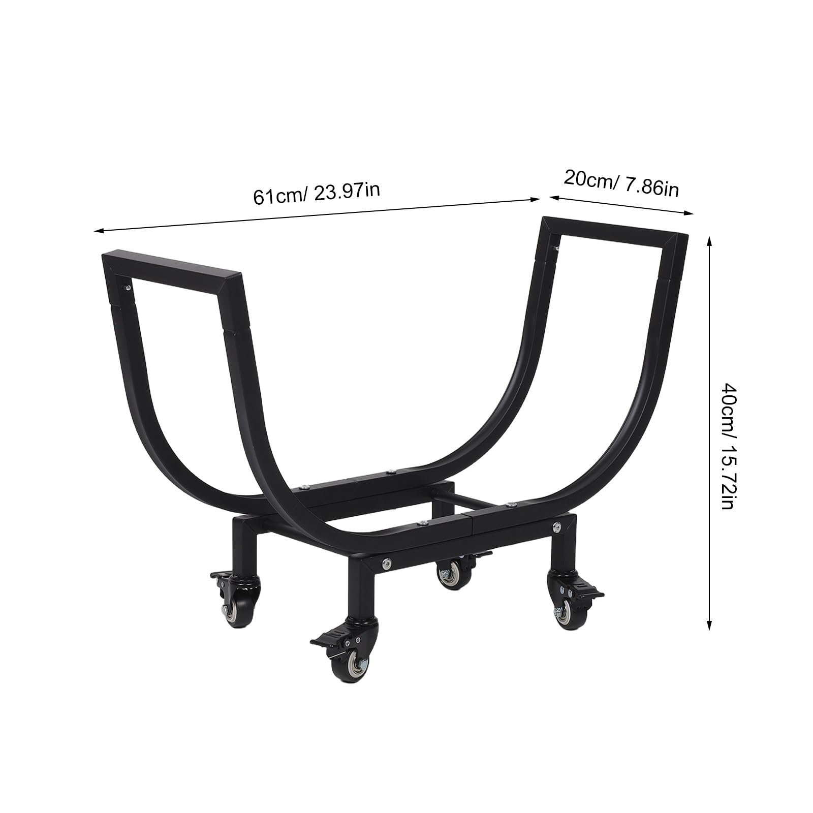 Artibetter Porta legna da ardere: Porta legna da - da esterno resistente da 60 cm con ruote - Supporto per in acciaio al carbonio per giardino, patio e cortile
