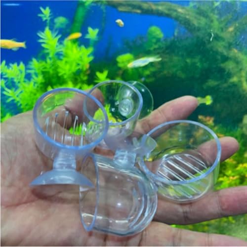 Image of 2Pcs Transparent Acrylic Aquatic Plant Cups with Suction - Aquarium Decoration 2 Shapes for Fish Tank Ornament