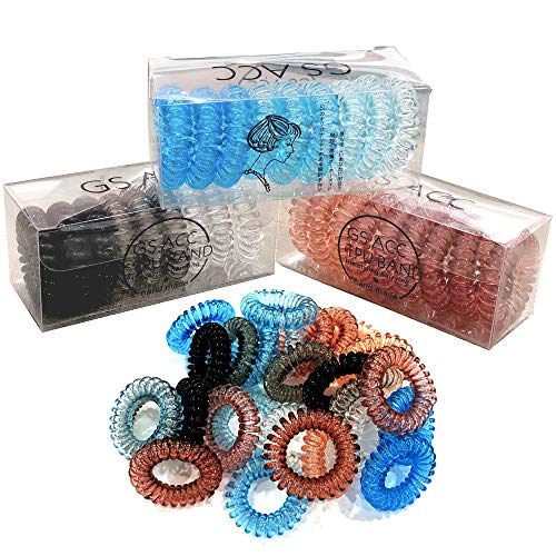 Spiral Hair Ties for Women Elastics Coil Hair Scrunchies Teleties Cord Hair Ties for Thick Hair (27pack)
