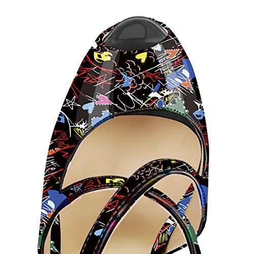 sexytag Women's Platform Heels Peep Toe Ankle Strap Criss Cross Pumps Party Dress Wedding Stiletto Heels4