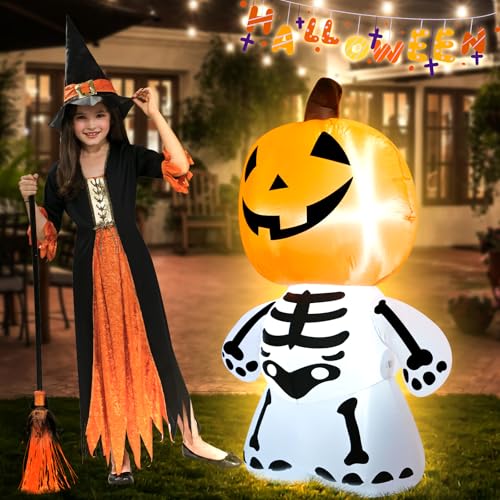 4FT Halloween Inflatable Blow up Cute Pumpkin Ghost Lawn Decoration - image 6