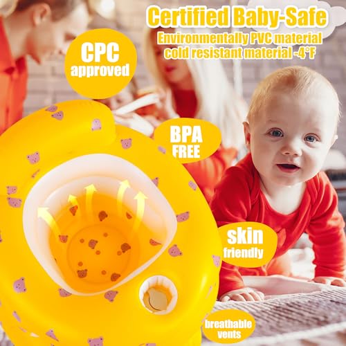 Image of Upgraded Inflatable Baby Seat for 3-36 Months, Baby Chair Sit Me Up Floor Seat - Clip to Table Leg. No Tipping. + Front Guard Anti-Tip, Back Support for Infants Learning to Sit Up + Built-in Air Pump