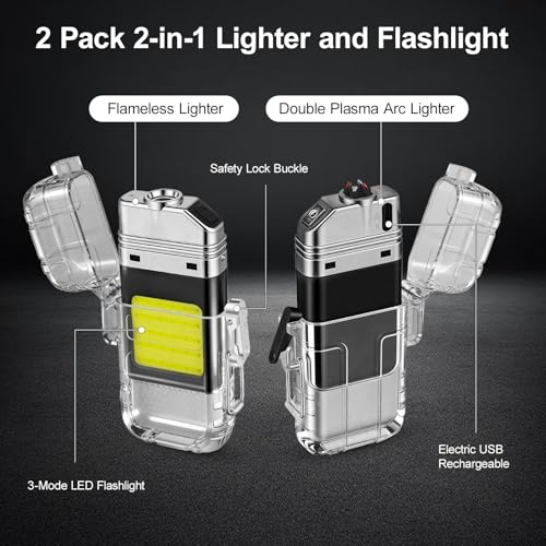 Encendedor eléctrico recargable USB 2 pack resistente agua miniatura 7