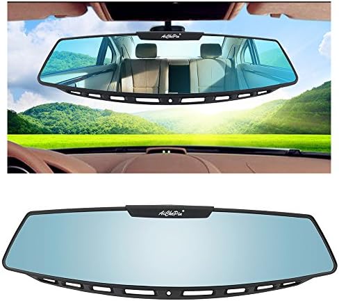 Yoolight Car Rear View Mirror, 12" Wide Angle Universal Curve Convex Rearview Mirror Interior Clip On Original Mirror (Blue Mirror)