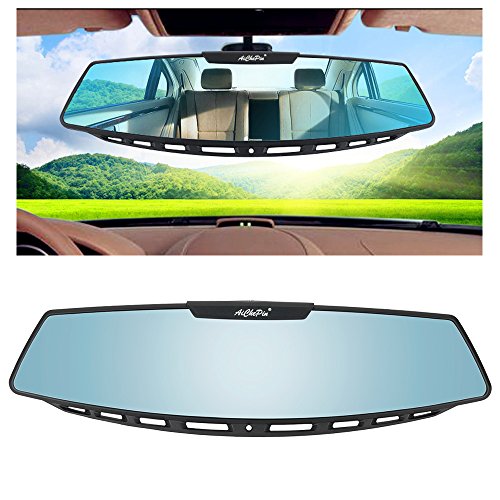 Yoolight Car Rear View Mirror, 12" Wide Angle Universal Curve Convex Rearview Mirror Interior Clip On Original Mirror (Blue Mirror) #TOP3