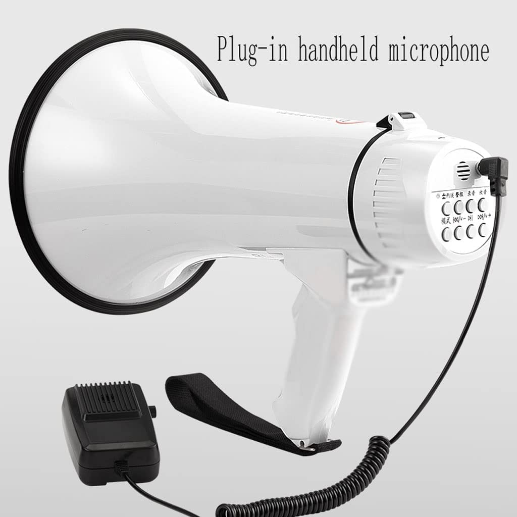 Megáfono de Mano Ligero de 30 vatios, megáfono con Altavoz, megáfono Potente, Volumen Ajustable para Ejercicios de Seguridad y micrófono