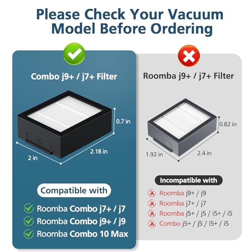 Image of Combo 10 Max / j9+ / j7+ HEPA Filters ONLY Compatible With i-Robot Roomba Combo 10 Max, Combo j9+, Combo j7+ Robot Vacuum (𝗡𝗼𝘁 𝗙𝗶𝘁 𝗳𝗼𝗿𝗥𝗼𝗼𝗺𝗯𝗮 j7 / j7+ / j9 / j9+)