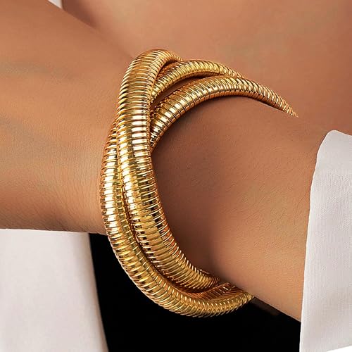 Image of Long tiantian Gold Bangles for Women Bangle Bracelets Chunky Bangles Bracelets Non Tarnish Gold /Silver Bracelet for Women Trendy Jewelry Gifts