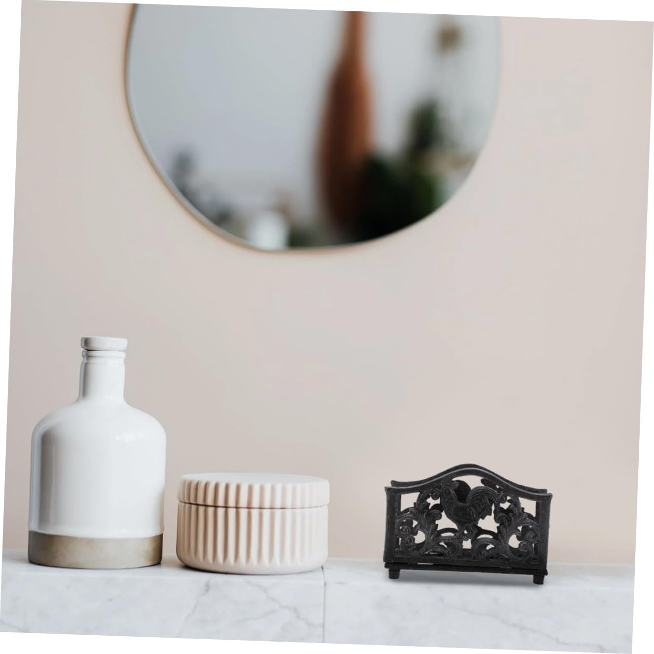 Large Iron Art Napkin Holder Decorative Metal Napkin Storage Stand Serviette Rack for Restaurant and Café Tabletop, 1pcs