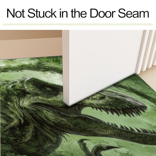 Tapis d'entrée T-Rex vert 50x80cm lavable et antidérapant