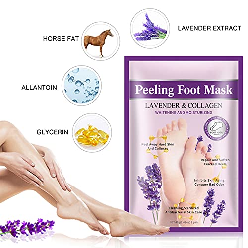 Lavender Collagen Foot Peel Mask, Soft Moisturizing Feet Dead Skin Removal Mask Foot Care - Image 4