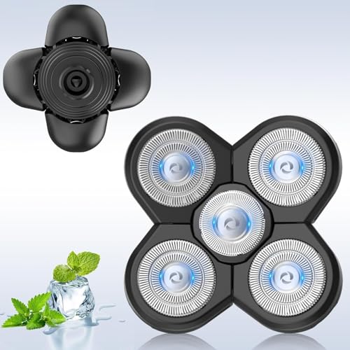 Head Shaver Replacement Heads, 5 Head Blades For Men, Men's Electric Shaver Replacement Heads Electric Razor Replacement Heads Shaver Replacement Blades for Bald Men and Face