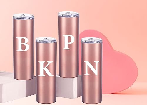 Miniatura 6 de AMZUShome Vasos personalizados de 20 onzas con letra K delgada. Vasos personalizados con iniciales. Taza de café de viaje personalizada, con